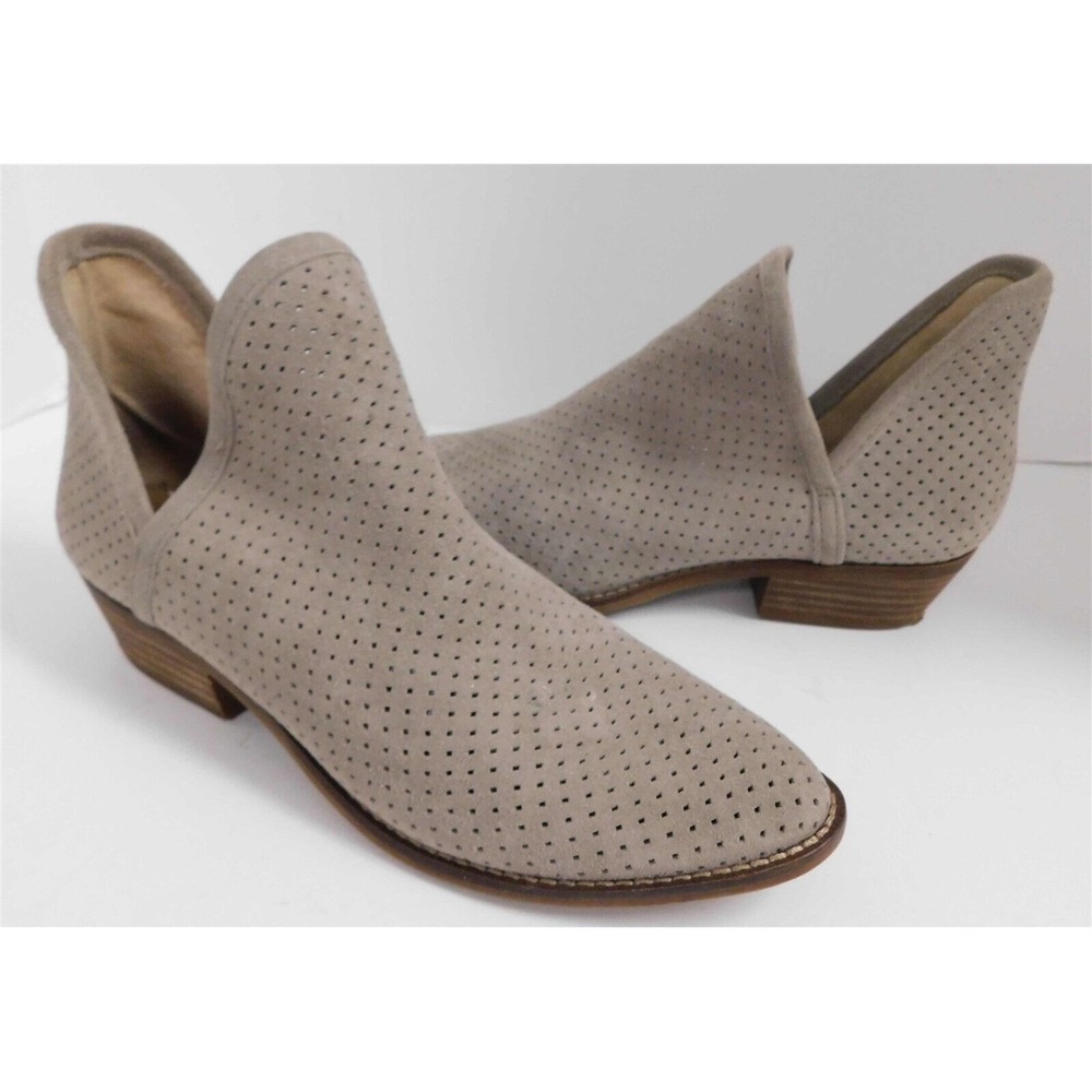 Lucky Brand Beige Suede Perforated Leather Ankle Boots 9.5 M